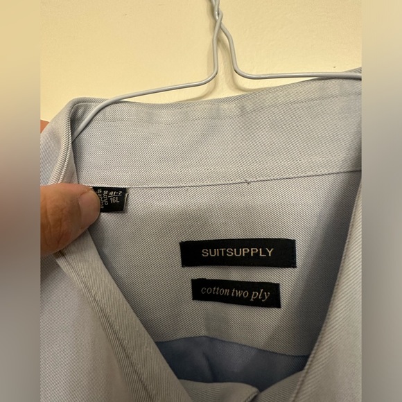 SuitSupply Blue Dress Shirt 41-7, 16L Cotton Two Ply - Picture 3 of 3